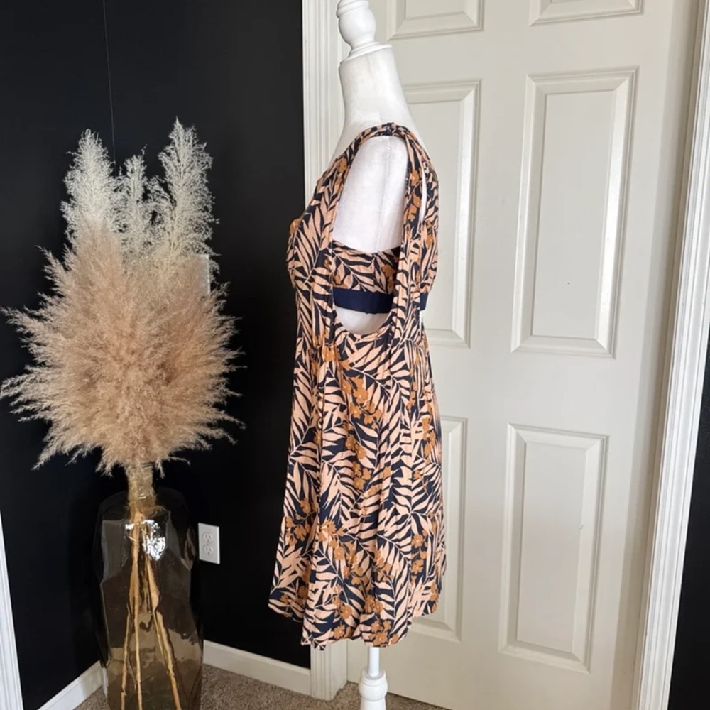 Free People Navy Combo Tropical Two-fer Mini Dress size Small - Picture 6 of 12